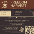 Freedom Harvest fall seasonal coffee with pumpkin spice and warm fall spices
